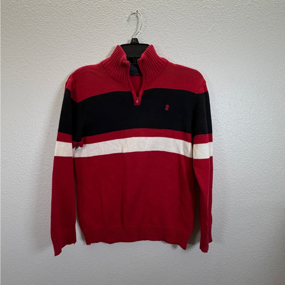 Izod Kids Red and Black Colorblock Sweater